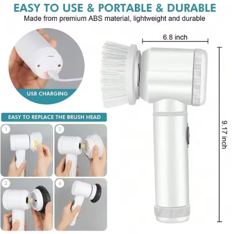 5-in-1 Power Cleaning Brush for Bathroom, Kitchen & More